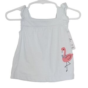 K1296 * Carter's Just One You Girls Flamingo Embroidered Tank Size 3M NWT